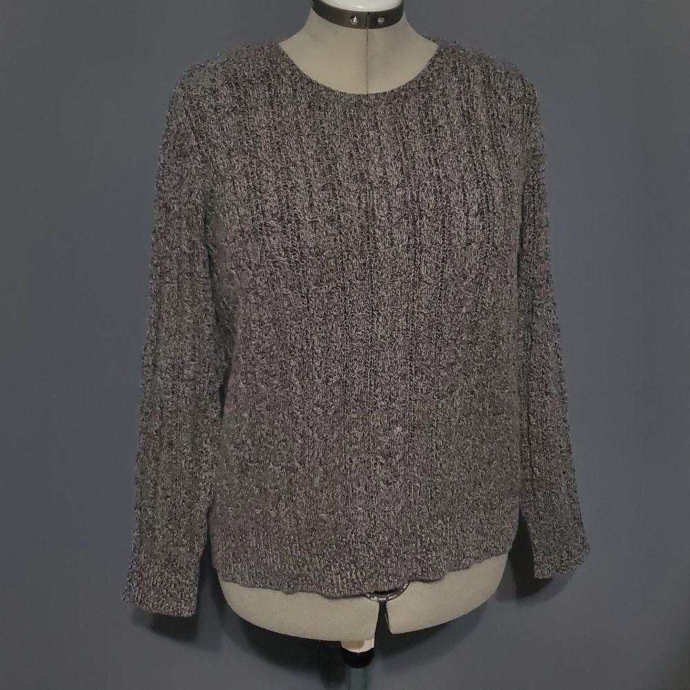St. John's Bay Sweater Women's Gray XL Cable Knit Chunky